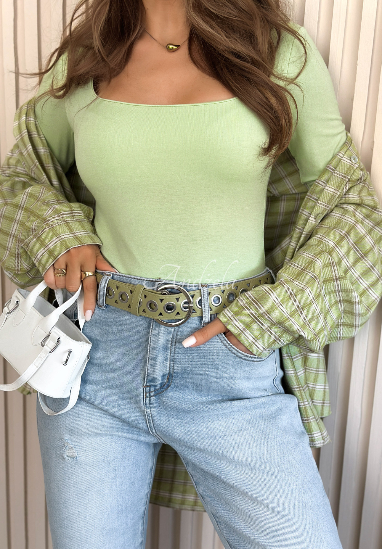 Džínsy mom fit Andrina svetlomodré