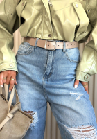 Nohavice džínosové balloon z przetarciami Miller modré