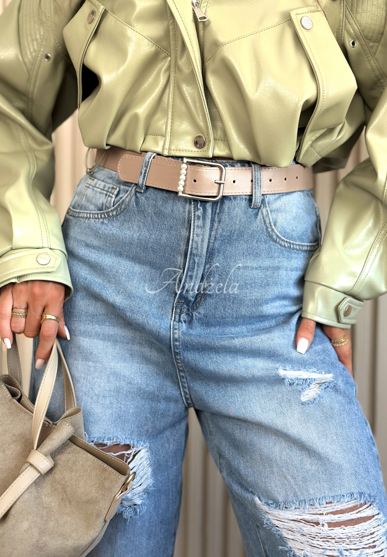 Džínsy balloon s odreninami Miller modré