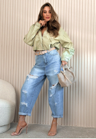 Nohavice džínosové balloon z przetarciami Miller modré