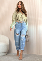 Nohavice džínosové balloon z przetarciami Miller modré