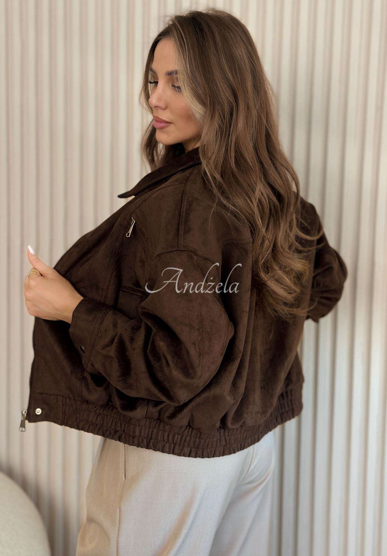 Semišová bunda Kozenka Just A Mistake čokoládová