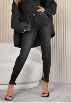 Nohavice džínosové mom fit Boldly Be You tmavosivé