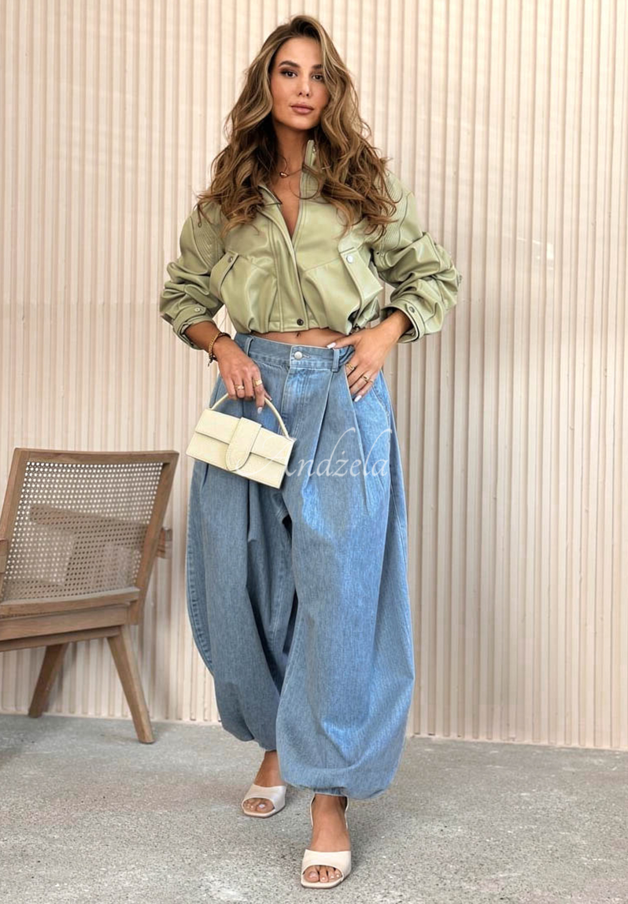 Látkové nohavice balloon Hariett modré