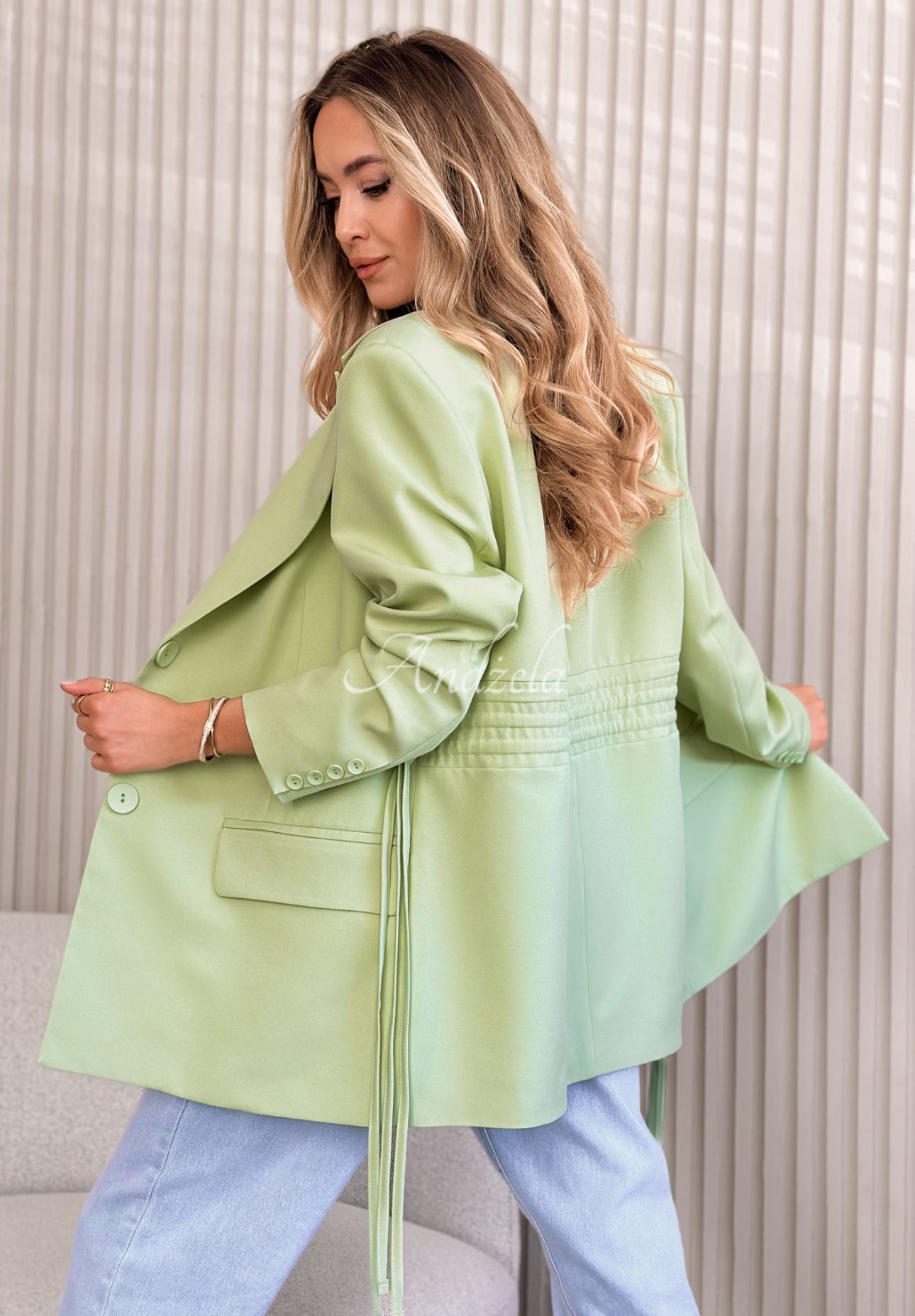 Sako z wiązaniem She Believed It pistaciová