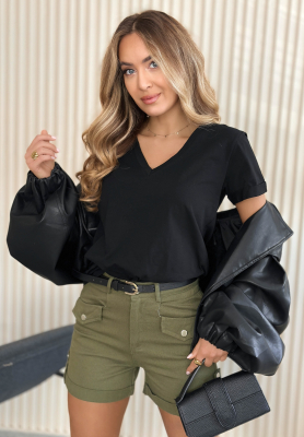 Bavlnen&eacute; tričko s v&yacute;strihom Mariella čierne