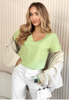 Tričko z dekoltem Mariella pistaciový