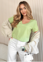 Tričko z dekoltem Mariella pistaciový