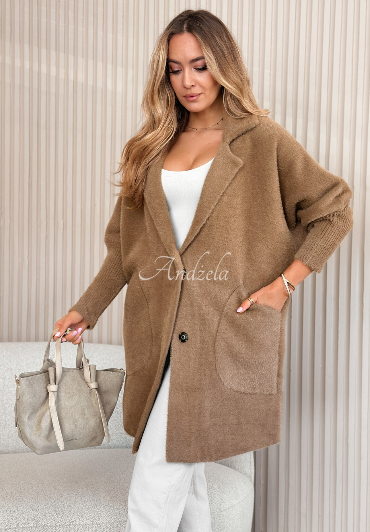 Kabát alpaka oversize Royal ťavý