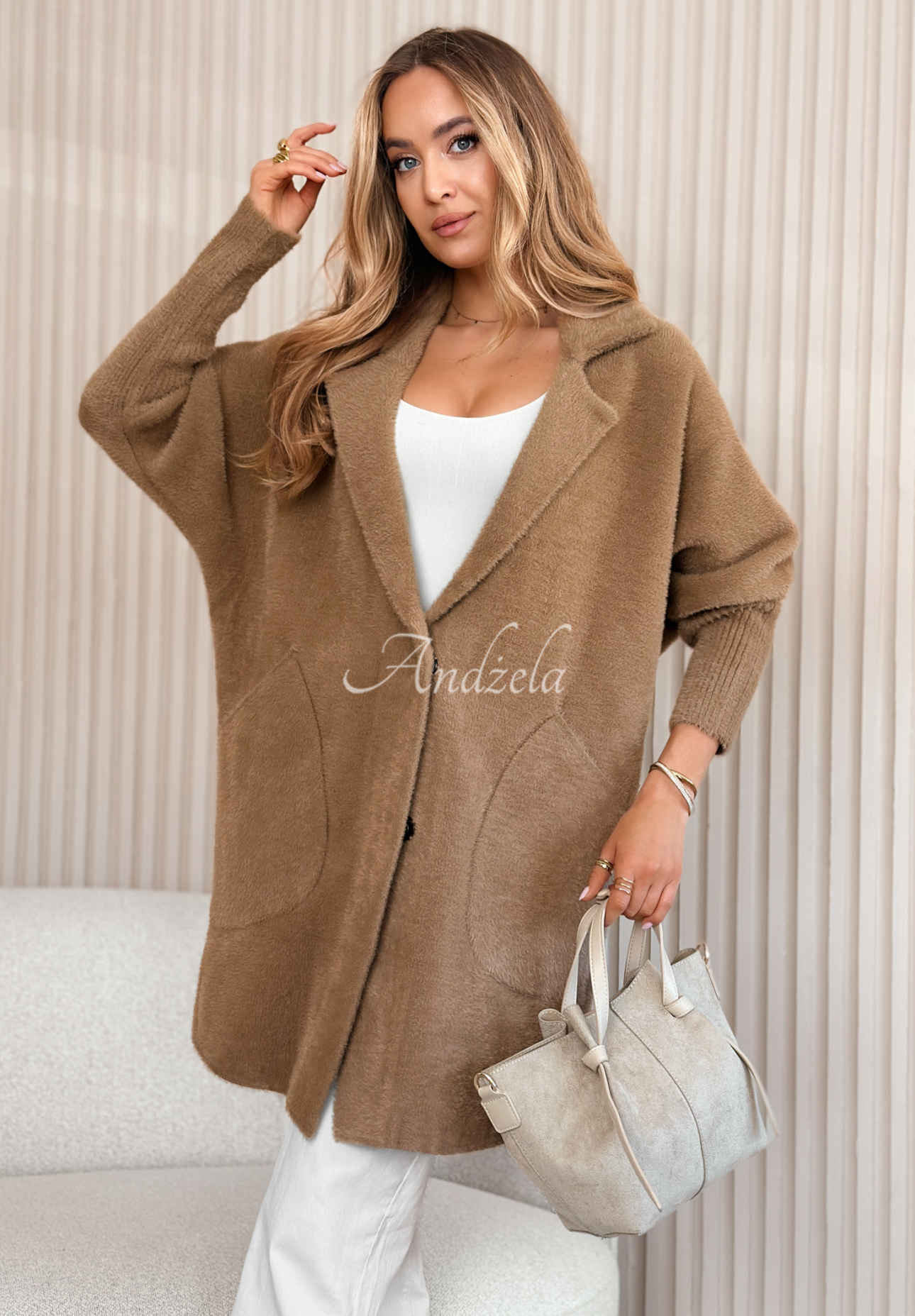 Kabát alpaka oversize Royal ťavý