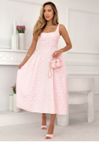 Rozkloszowana Šaty midi z kwadratowym dekoltem Aurelie púdrovo ružová