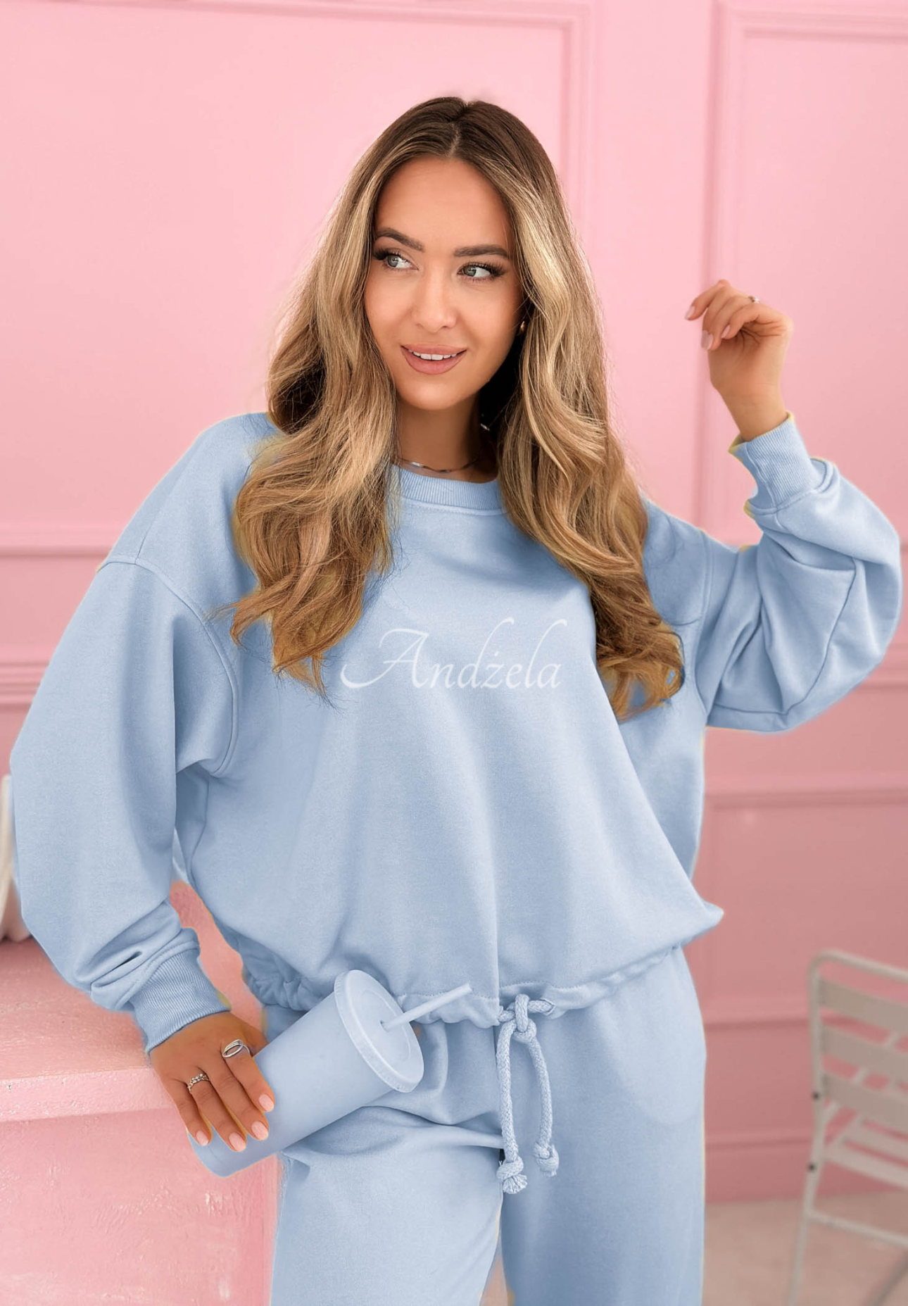 Bavlnená tepláková súprava mikina a nohavice Denise modrý