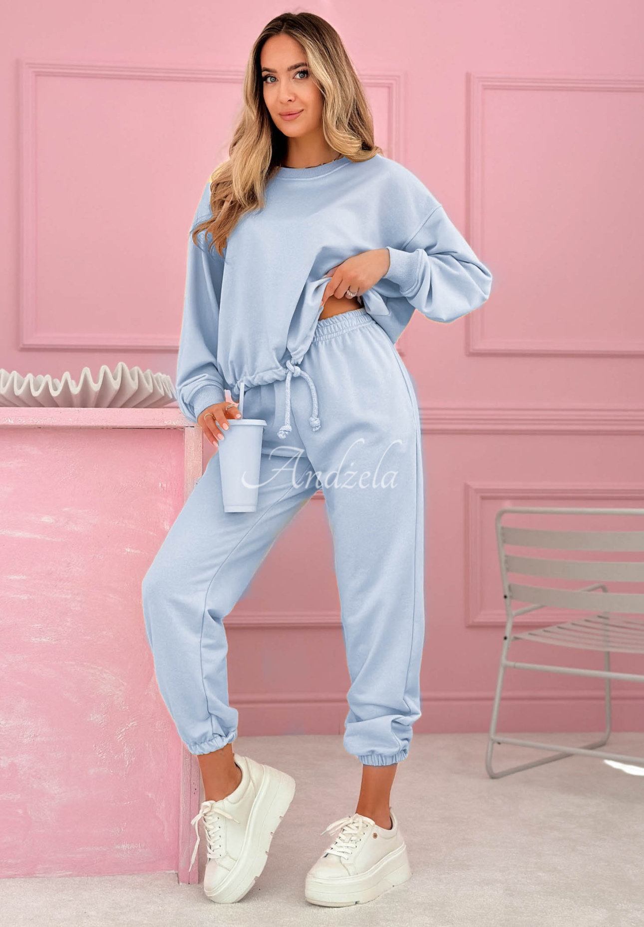 Bavlnená tepláková súprava mikina a nohavice Denise modrý