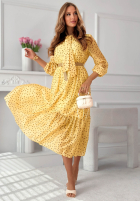 Šaty maxi z tencelu w Bodky  Tatiana žltá