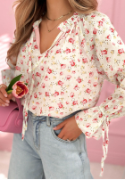 Kwiecista Blúzka z wiązaniem Nellie Biela