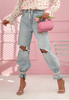 Nohavice džínosové z przetarciami Nikki modré