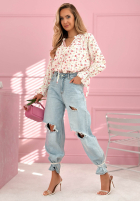 Nohavice džínosové z przetarciami Nikki modré