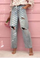 Nohavice džínosové z przetarciami Nikki modré