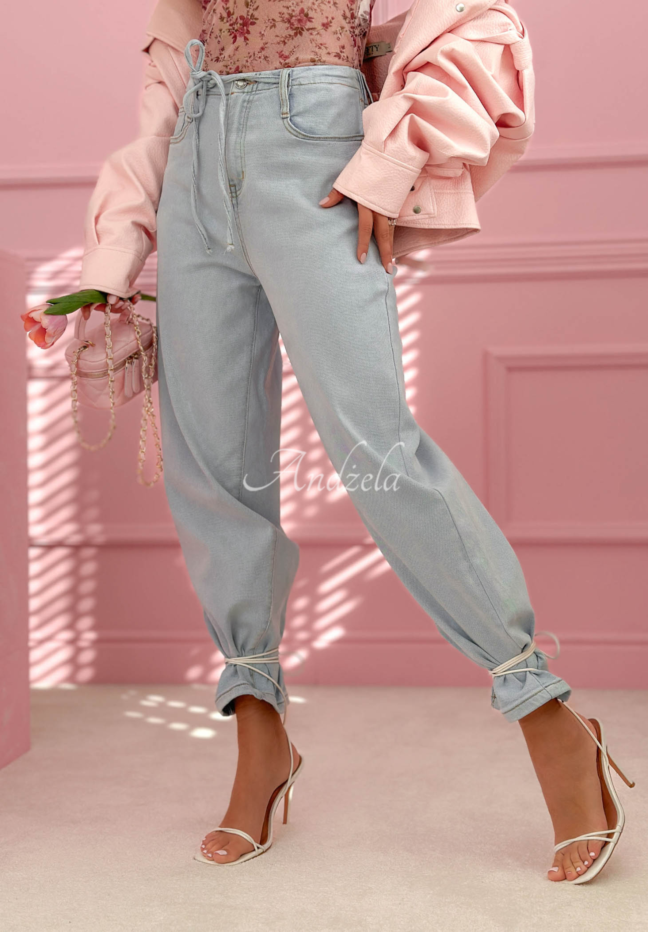 Džínsy balloon Michelle svetlomodré