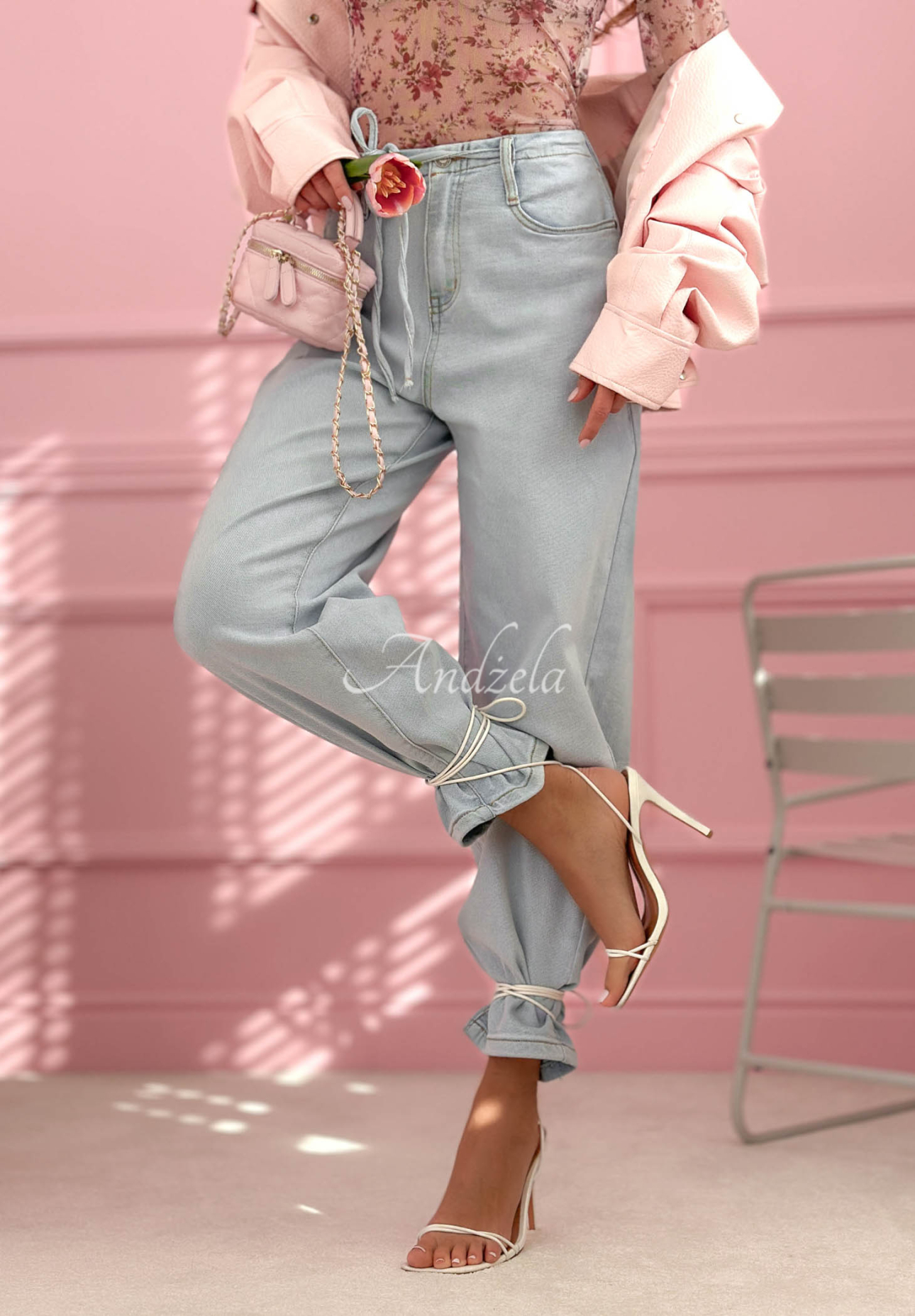 Džínsy balloon Michelle svetlomodré