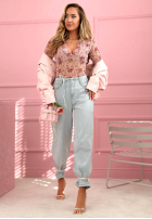 Kwiecista Blúzka z siateczki Miravelle ružová