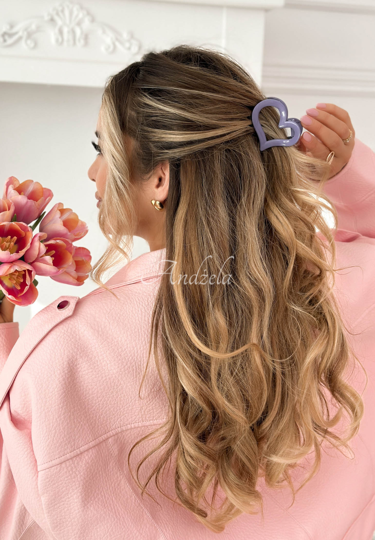 Sponka do vlasov Velvette Heart fialová