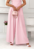 Elegancki Súprava Nohavice wide leg i kopertowa Vesta Aracelli Mokka