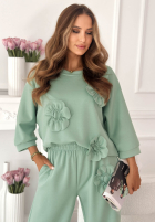 Tepláková súprava z kwiatami Floralia púdrovo ružová