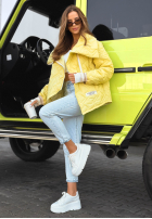 Prešívaná Bunda z kołnierzem Where Are We Biela