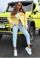 Prešívaná Bunda z kołnierzem Where Are We Biela