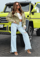 Krátka skórzana Bunda bomberka Glorianna pistaciová