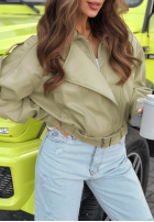 Krátka skórzana Bunda bomberka Glorianna pistaciová