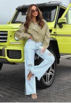 Krátka skórzana Bunda bomberka Glorianna pistaciová