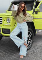 Krátka skórzana Bunda bomberka Glorianna pistaciová