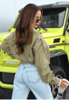 Krátka skórzana Bunda bomberka Glorianna pistaciová