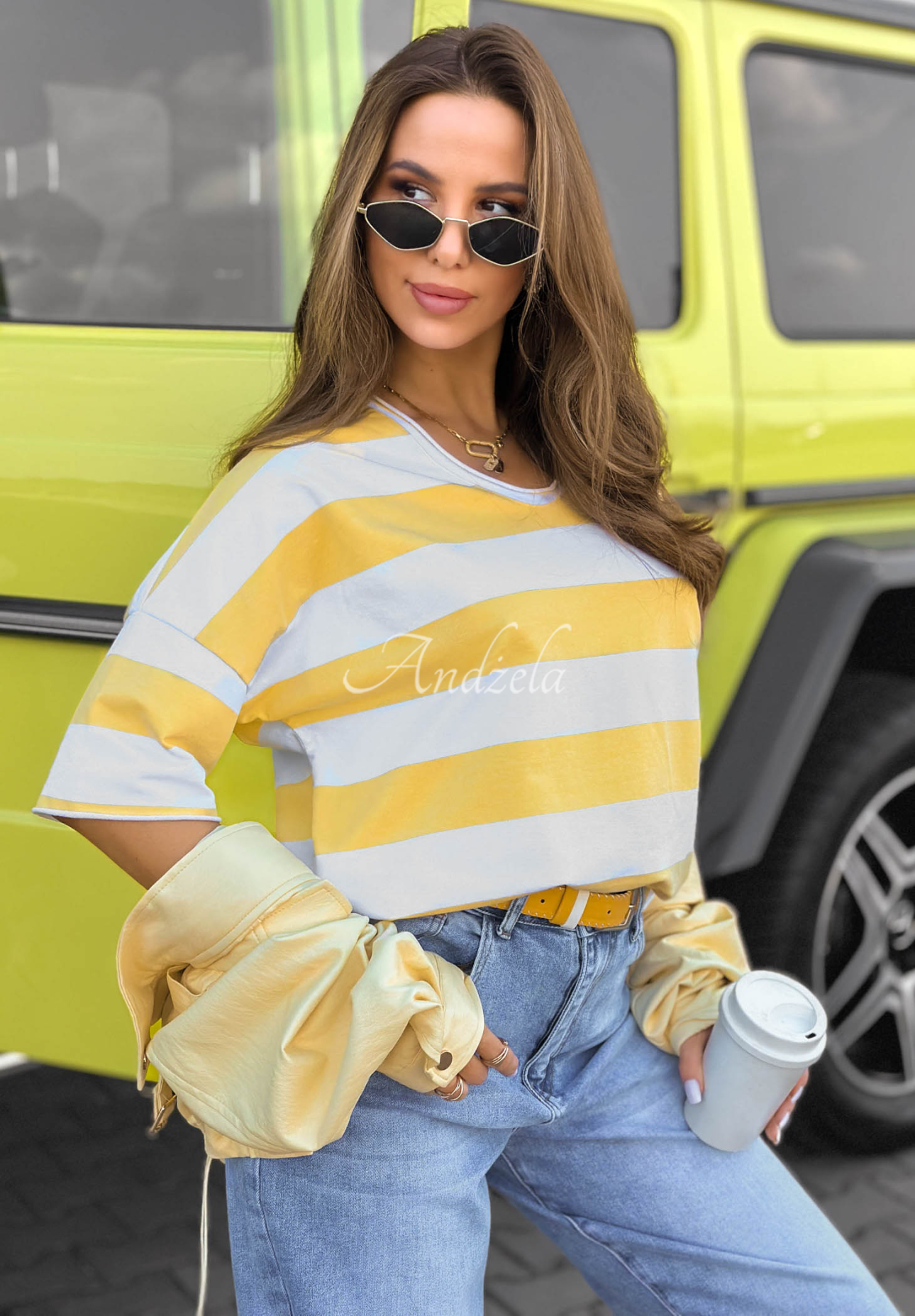 Džínsy mom fit Tabitha modré