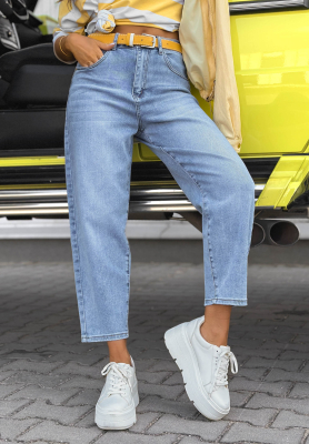 Dž&iacute;nsy mom fit Tabitha modr&eacute;