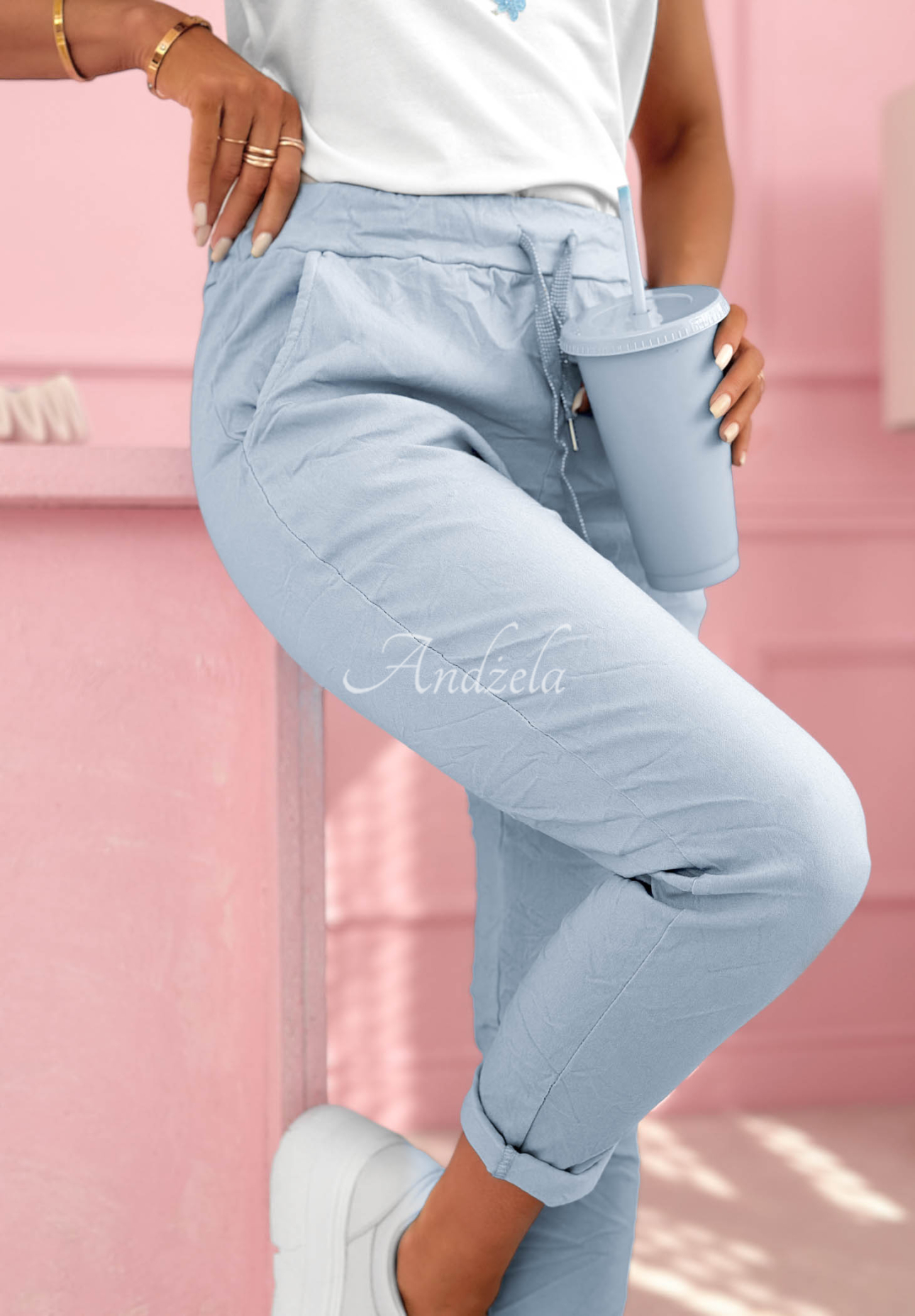 Látkové nohavice z viskózy Archie svetlomodré