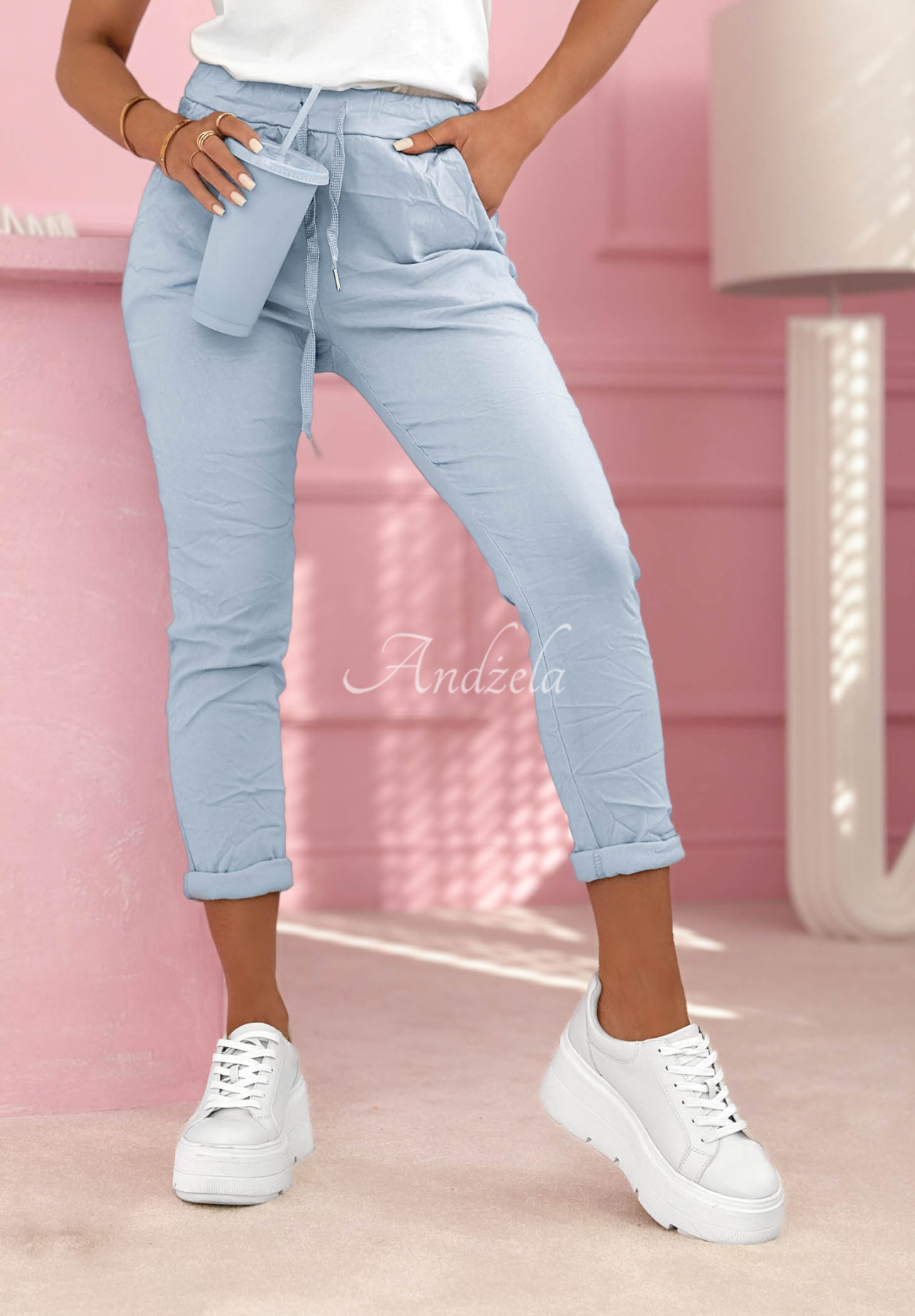 Látkové nohavice z viskózy Archie svetlomodré