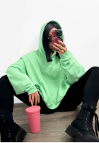 Mikina oversize s kapucňou i kangurka La Milla Francesca blankytná