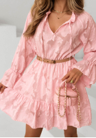 Šaty mini z falbankami i paskiem Abigail blankytná