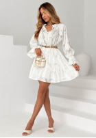 Šaty mini z falbankami i paskiem Abigail blankytná