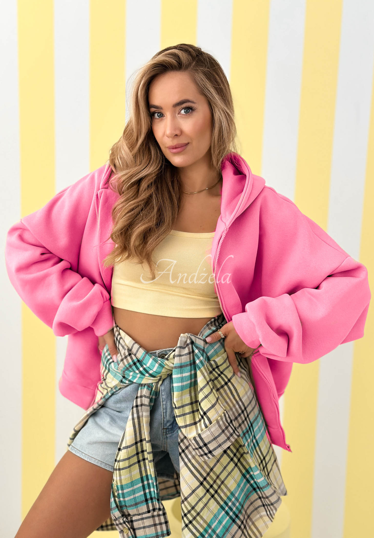 Mikina s kapucňou oversize Don't Tell ružová