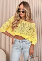 Ażurowy Sveter oversize Camina žltá