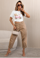 Tričko z nadrukiem Live Free biało-ružový