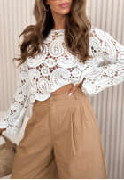 Bawełniane Nohavice wide leg Salena ťavie