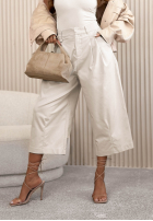 Bawełniane Nohavice kuloty wide leg Connie ecru