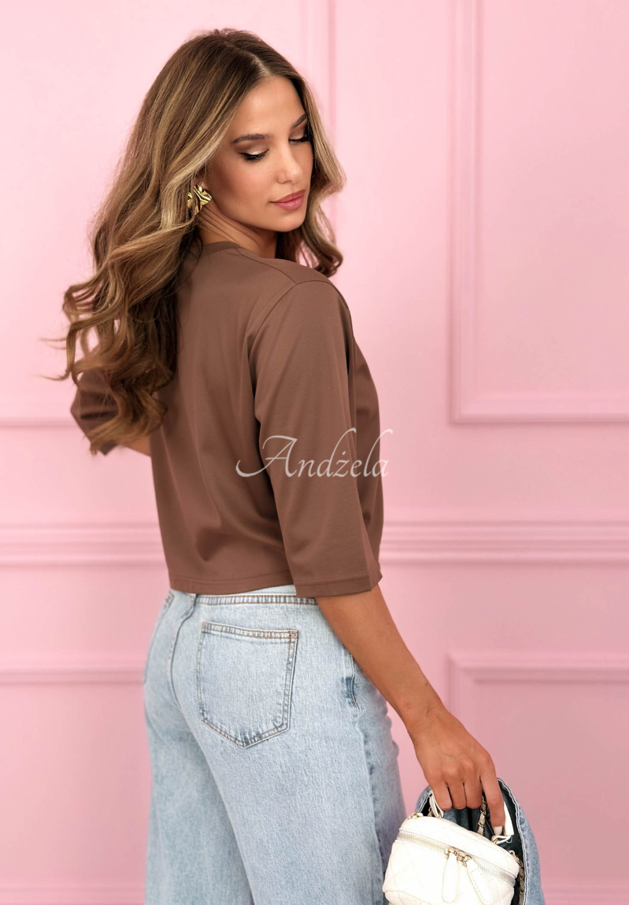 Bavlnené krátke tričko Springtime Babe čokoládový