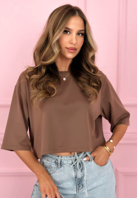 Bavlnen&eacute; kr&aacute;tke tričko Springtime Babe čokol&aacute;dov&yacute;