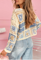 Ozdobnie pleciony ażurowy Sveter Moonstone błękitno-ružový